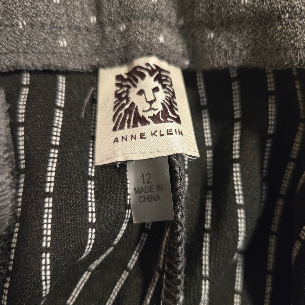 Anne Klein Womens Charcoal White Pindot Slim Ankle Pants Sz 12 NWT 10732536-7E0 - Picture 6 of 11